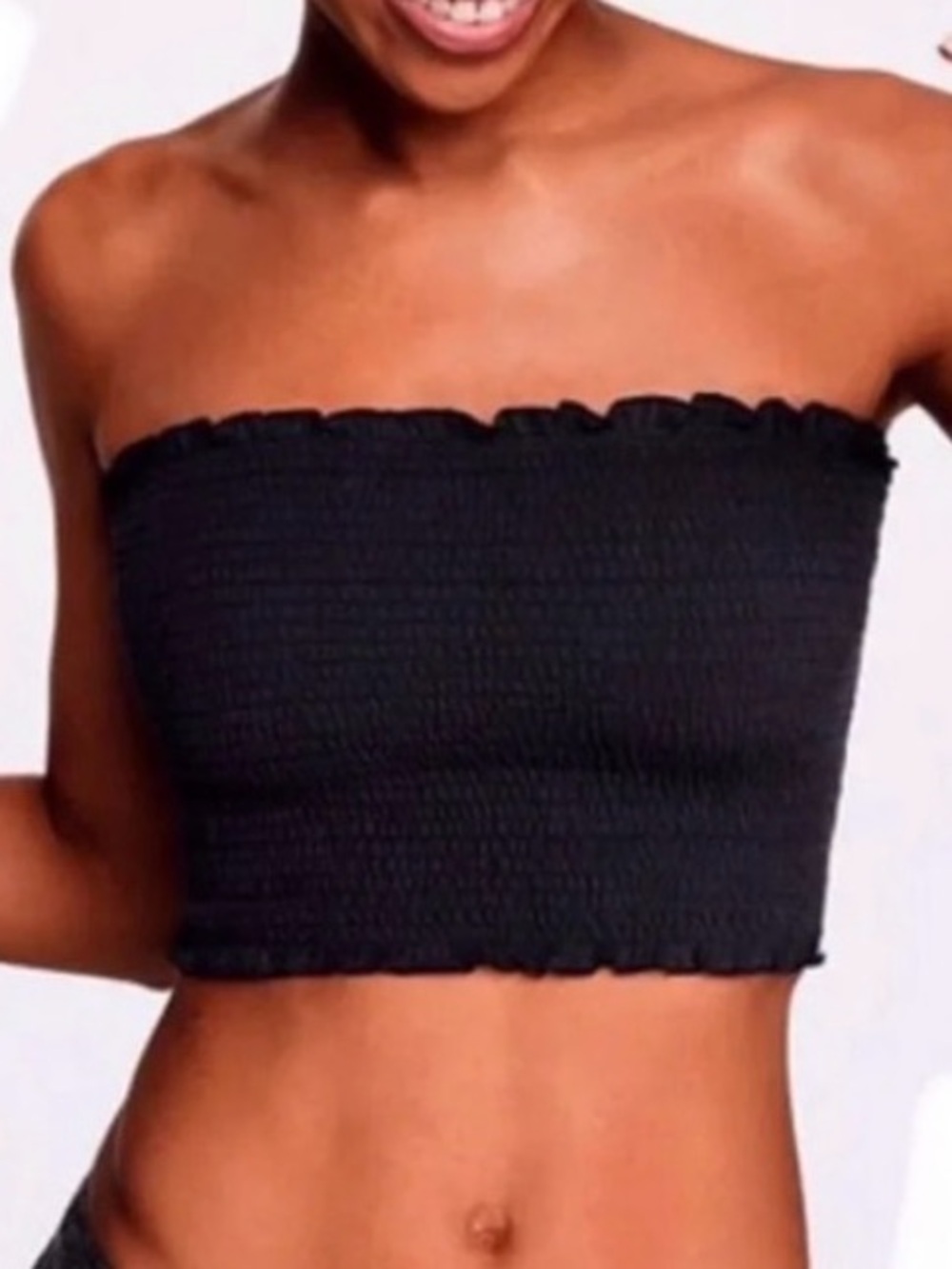 VS PINK Black smocked bandeau top sz medium
